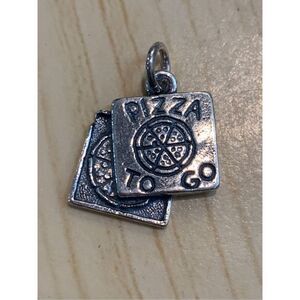 .925 Pizza Box Sterling Silver Jewelry Charm #food #snack #pizza